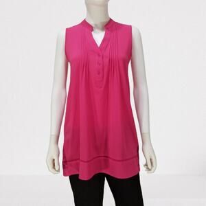 Diamante Women's Sleeveless Pink Pleated V-Neck Blouse / Shirt, Size: Small, New
